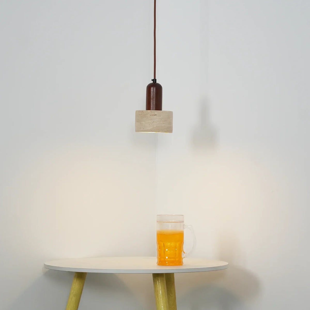 Travertine Cylinder Pendant Light – Travertine detail 4