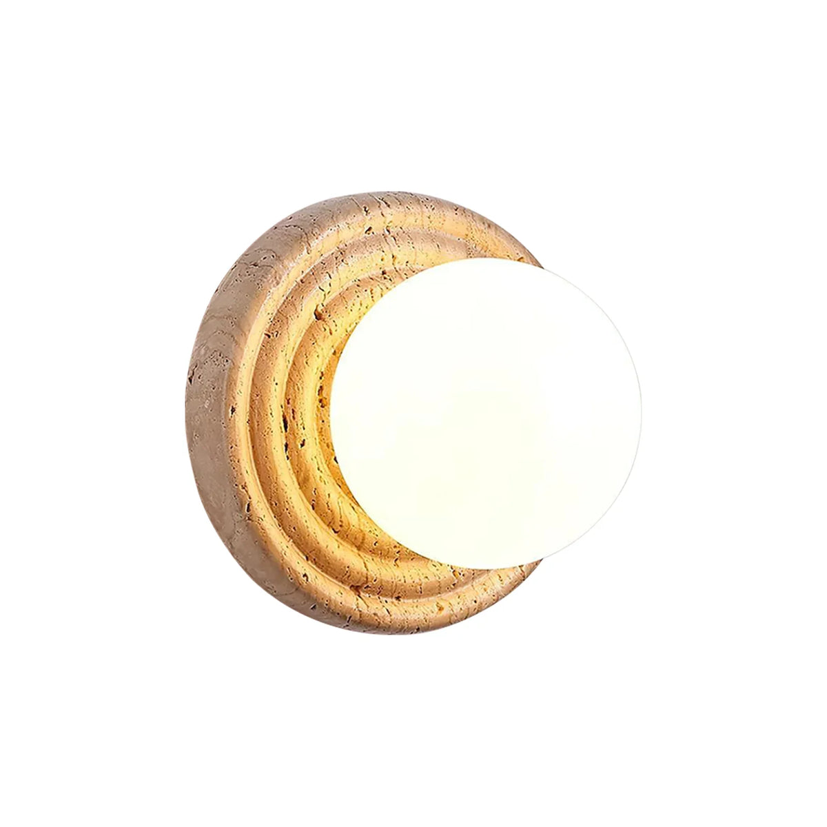 Travertine Elira Round Minimalist Wall Sconce – Travertine detail 13