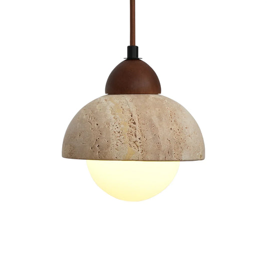 Travertine Glass Semicircle Pendant Light