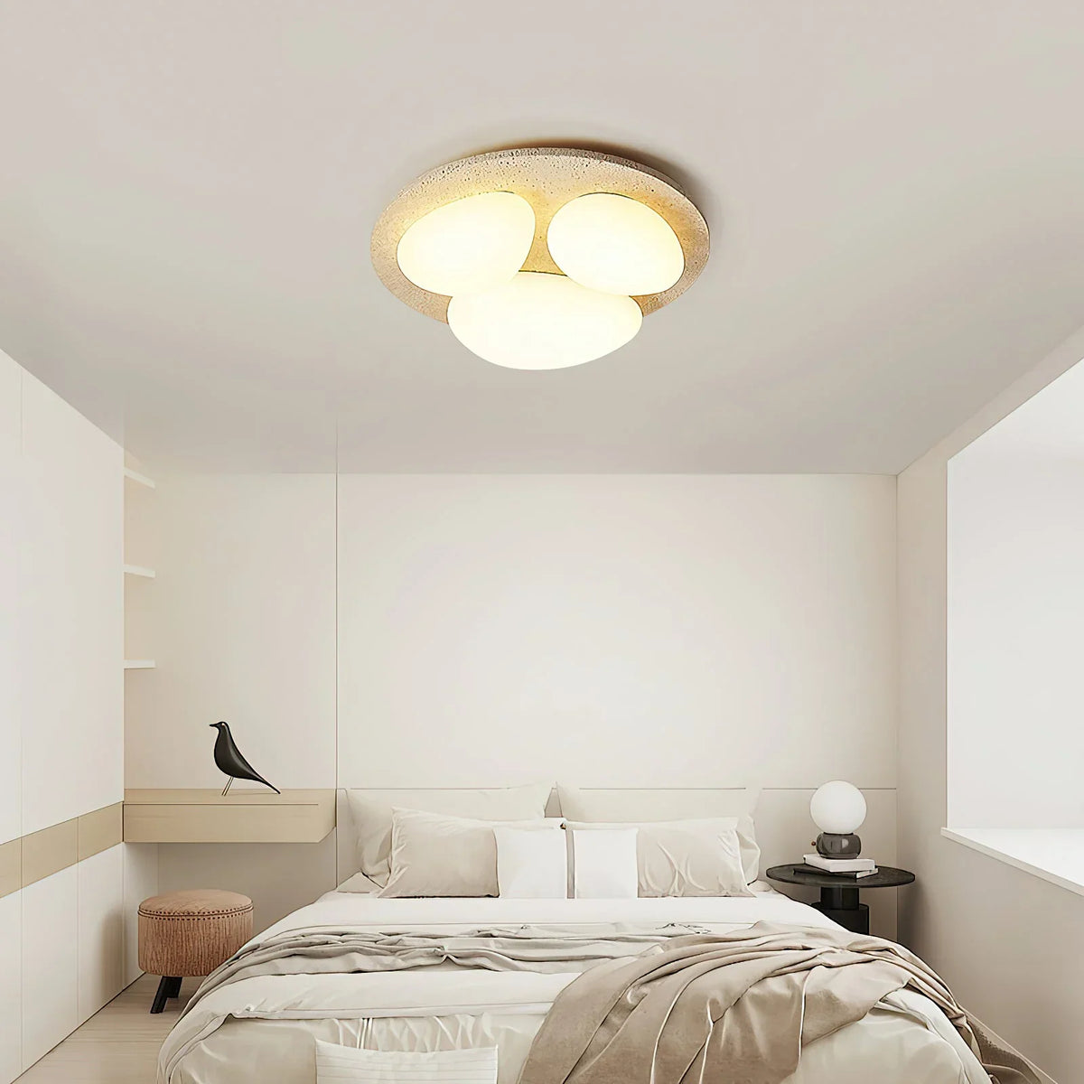 Travertine Glaze Round Ceiling Lamp – Travertine detail 2