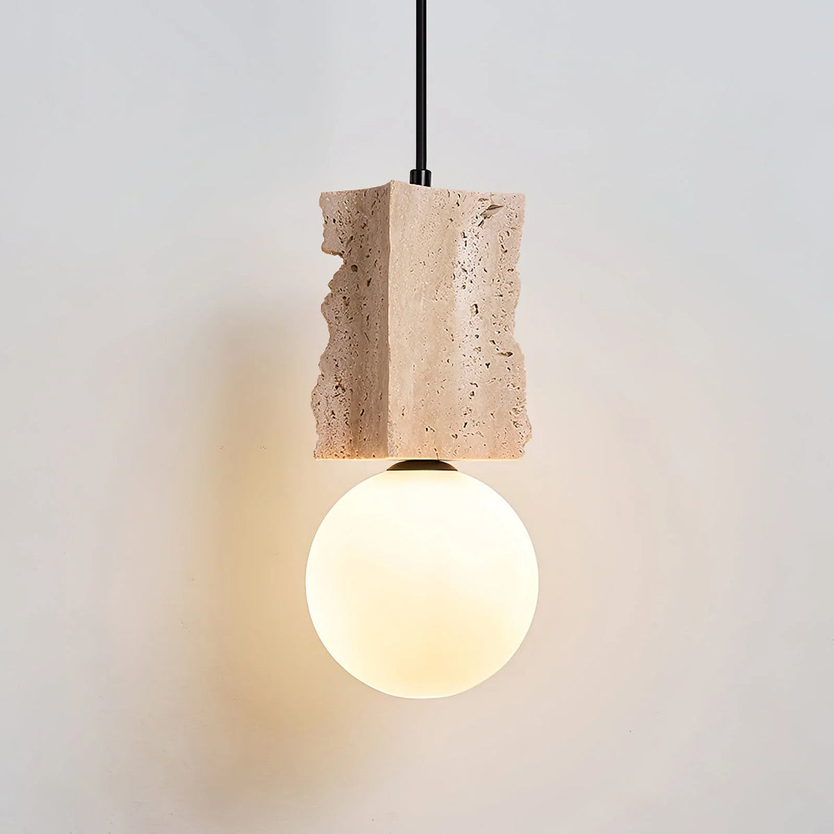 Travertine Irregulate Terra Orb Pendant Lamp – Travertine detail 10
