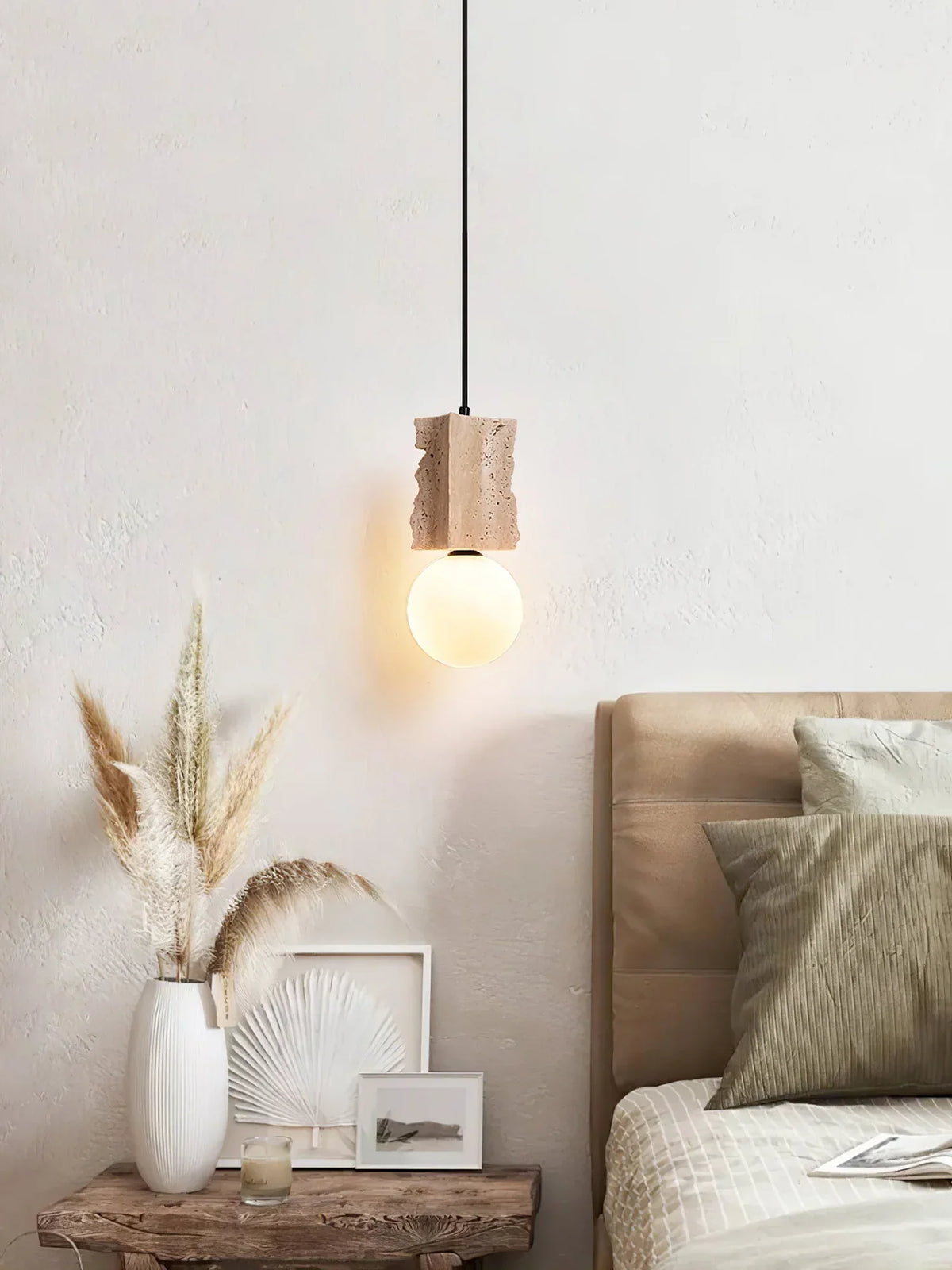 Travertine Irregulate Terra Orb Pendant Lamp – Travertine detail 4