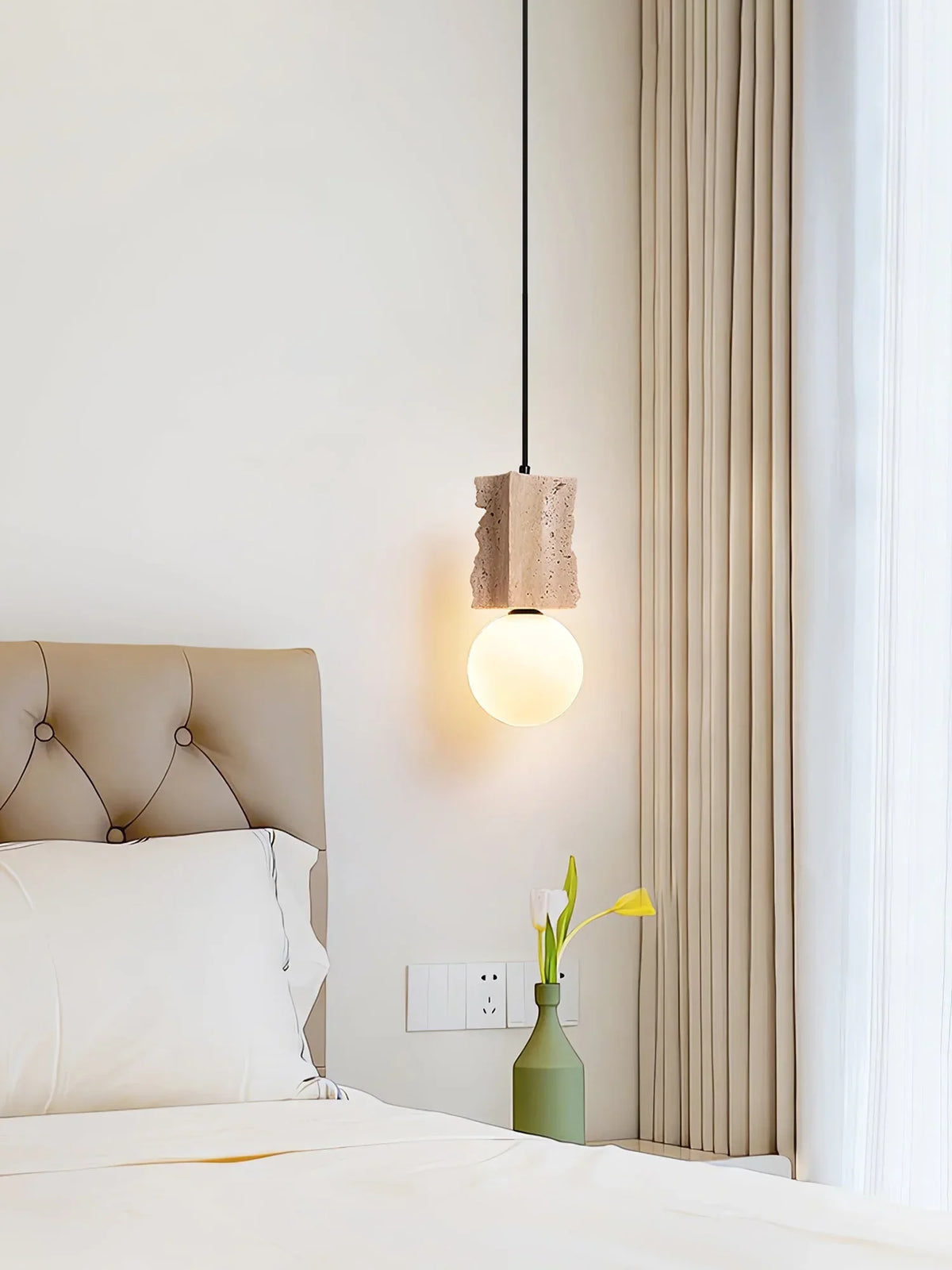 Travertine Irregulate Terra Orb Pendant Lamp – Travertine detail 5