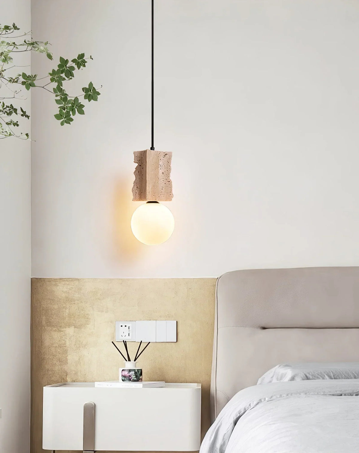 Travertine Irregulate Terra Orb Pendant Lamp – Travertine detail 6