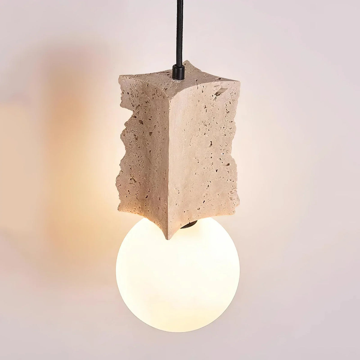 Travertine Irregulate Terra Orb Pendant Lamp – Travertine detail 9