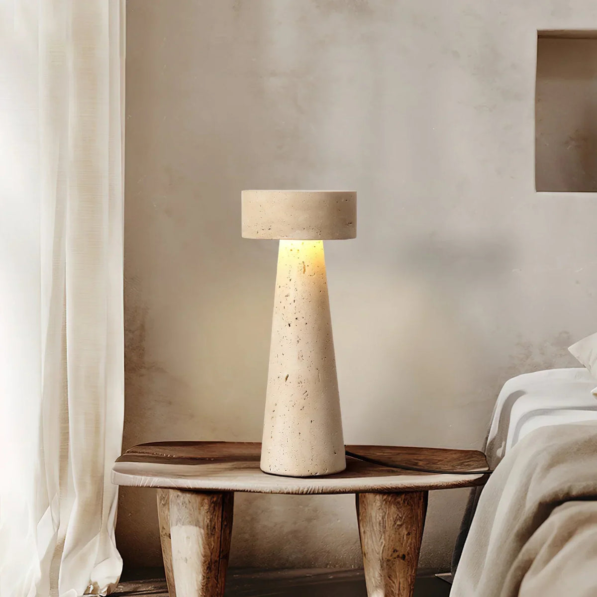Travertine Kiwa Conical Table Lamp – Travertine detail 2