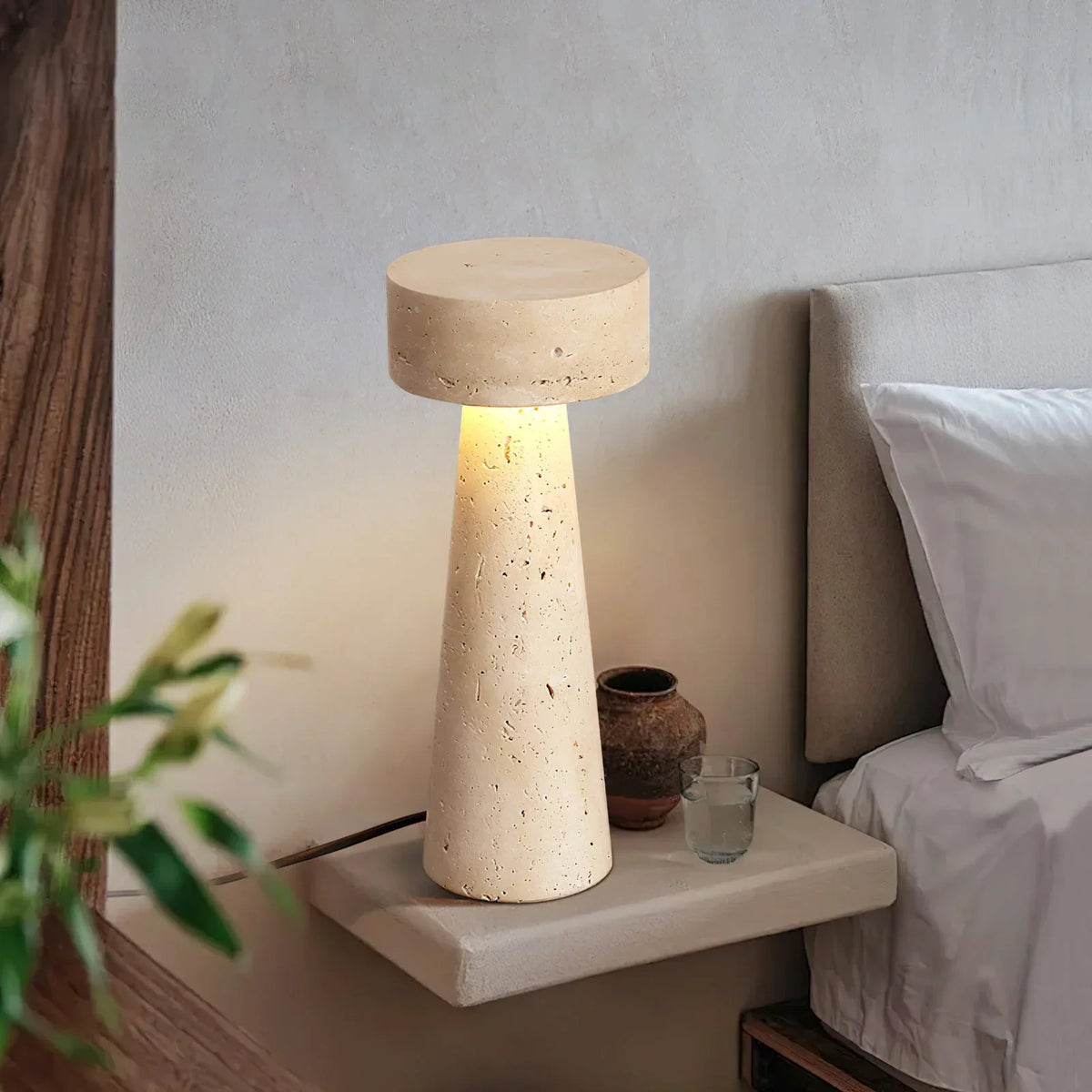 Travertine Kiwa Conical Table Lamp – Travertine detail 3