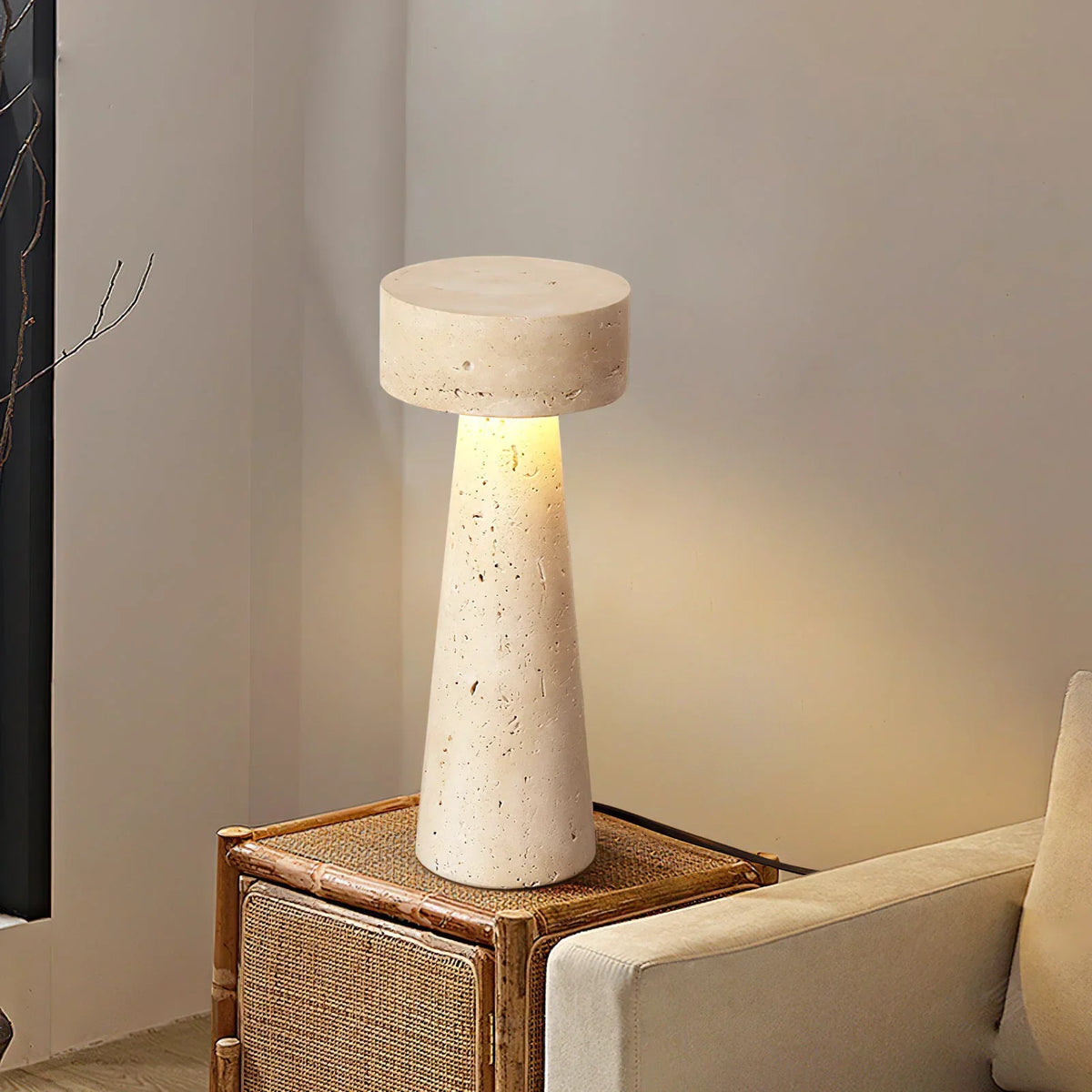 Travertine Kiwa Conical Table Lamp – Travertine detail 4