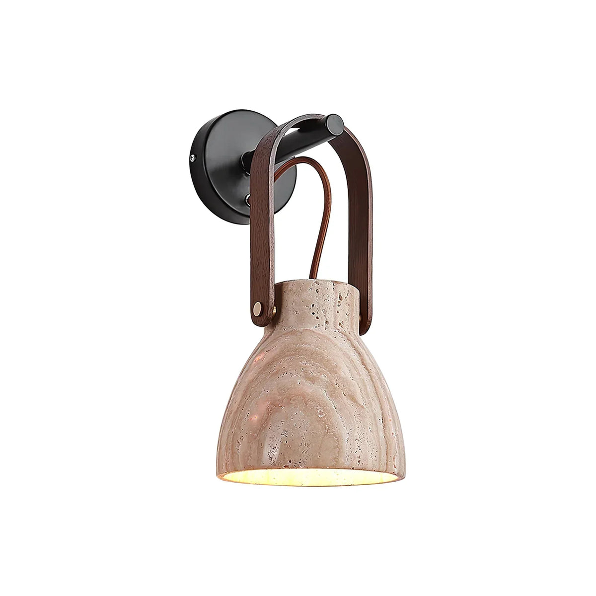 Travertine Lanta Arc Stone Wall Sconce