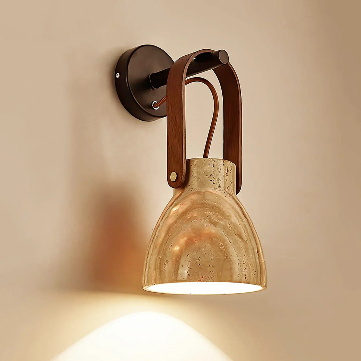 Travertine Lanta Arc Stone Wall Sconce – Travertine detail 10