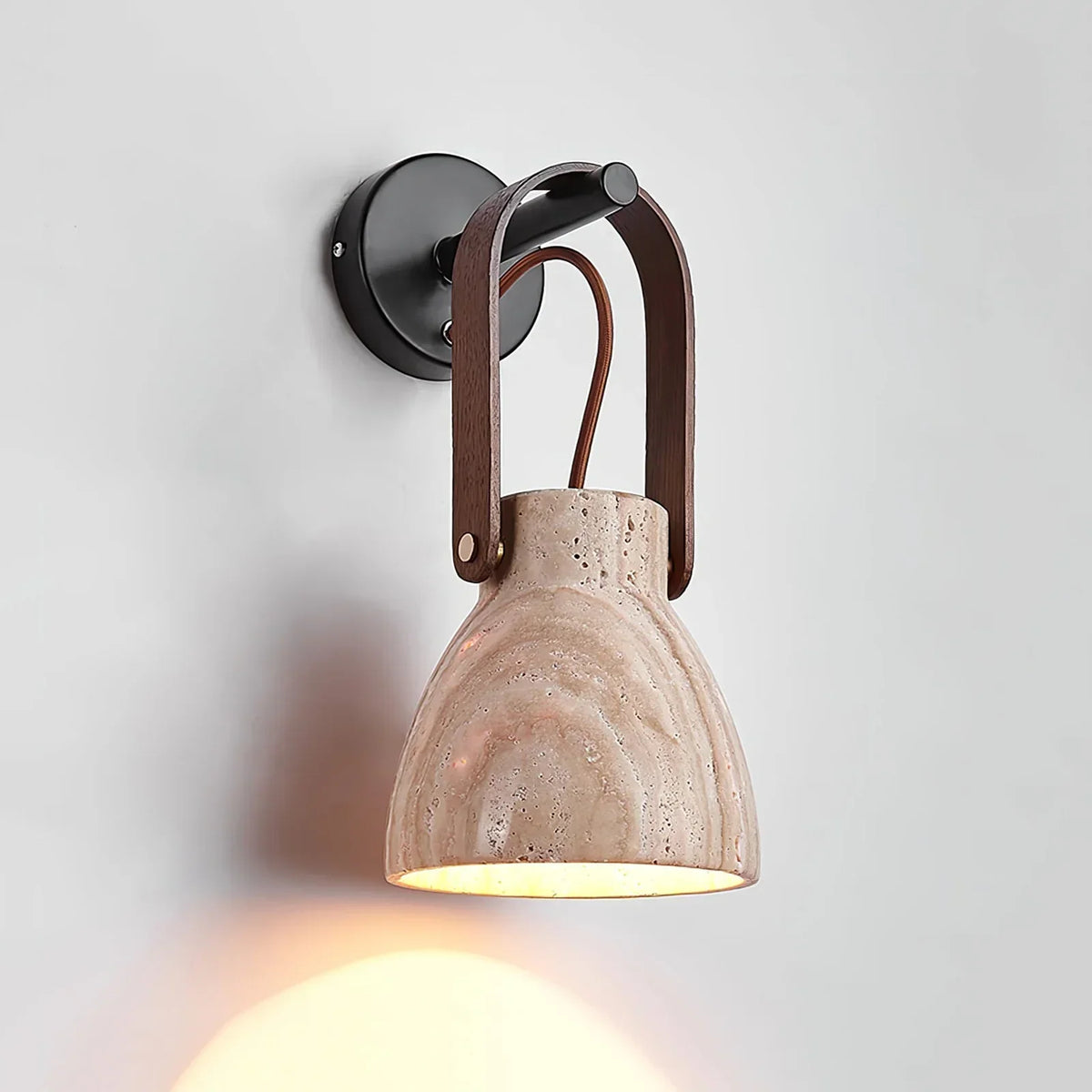 Travertine Lanta Arc Stone Wall Sconce – Travertine detail 8
