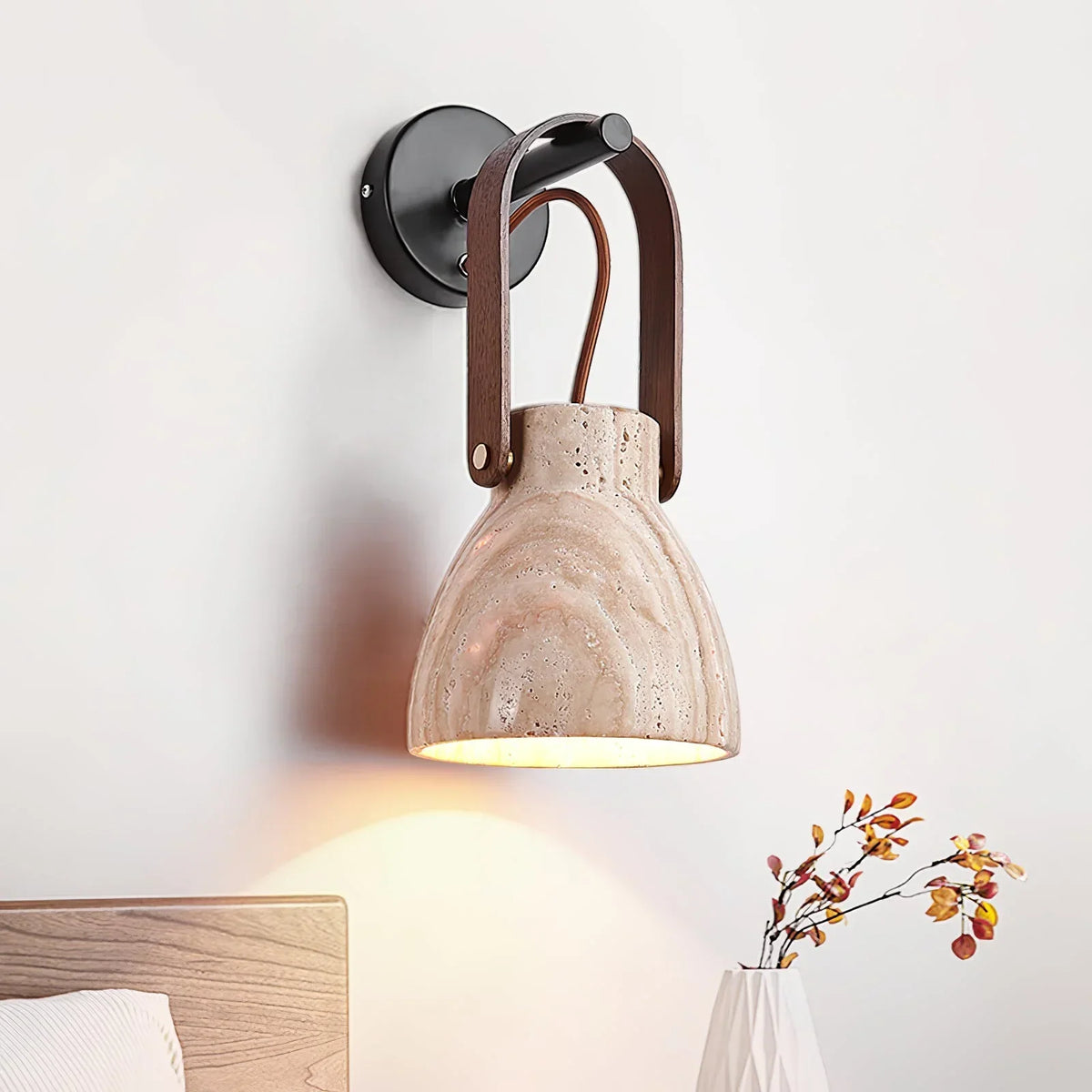 Travertine Lanta Arc Stone Wall Sconce – Travertine detail 5