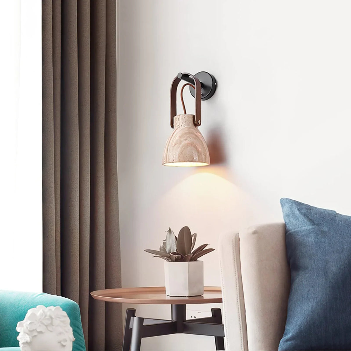 Travertine Lanta Arc Stone Wall Sconce – Travertine detail 7