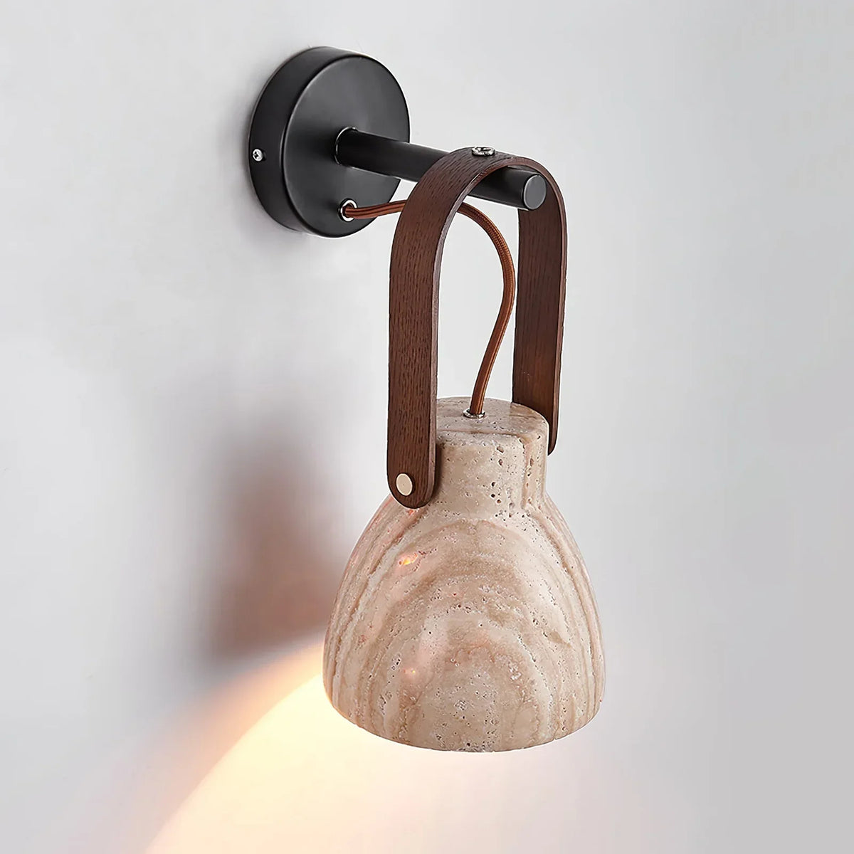 Travertine Lanta Arc Stone Wall Sconce – Travertine detail 14