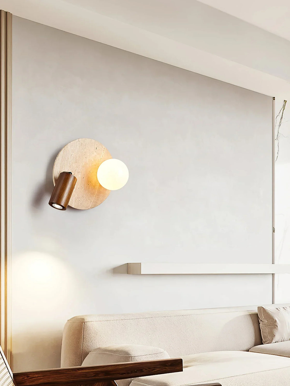 Travertine Lunara Duo Rotating Wall Light – Travertine detail 5