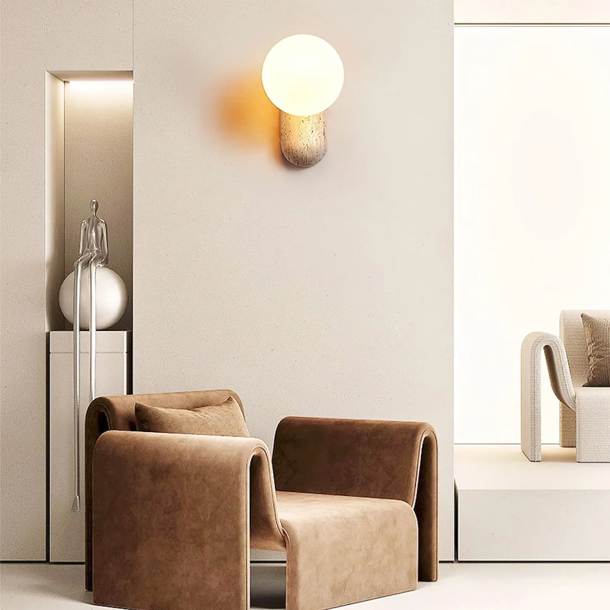 Travertine Origo Wall Lamp – Travertine detail 5