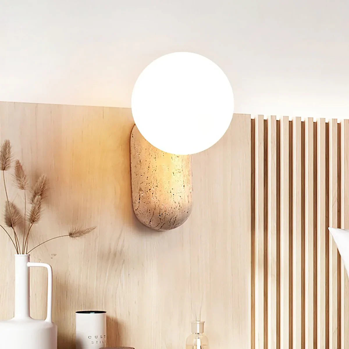 Travertine Origo Wall Lamp – Travertine detail 2
