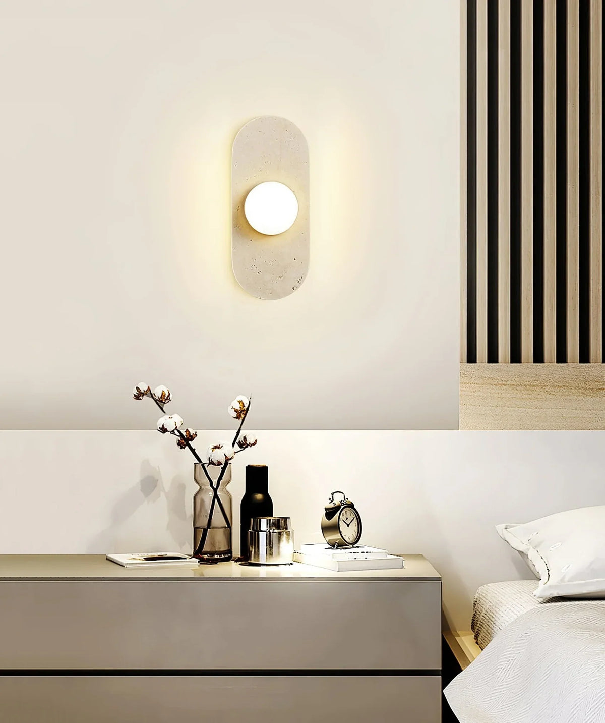 Travertine Oval Glass Wall Sconce – Travertine detail 10