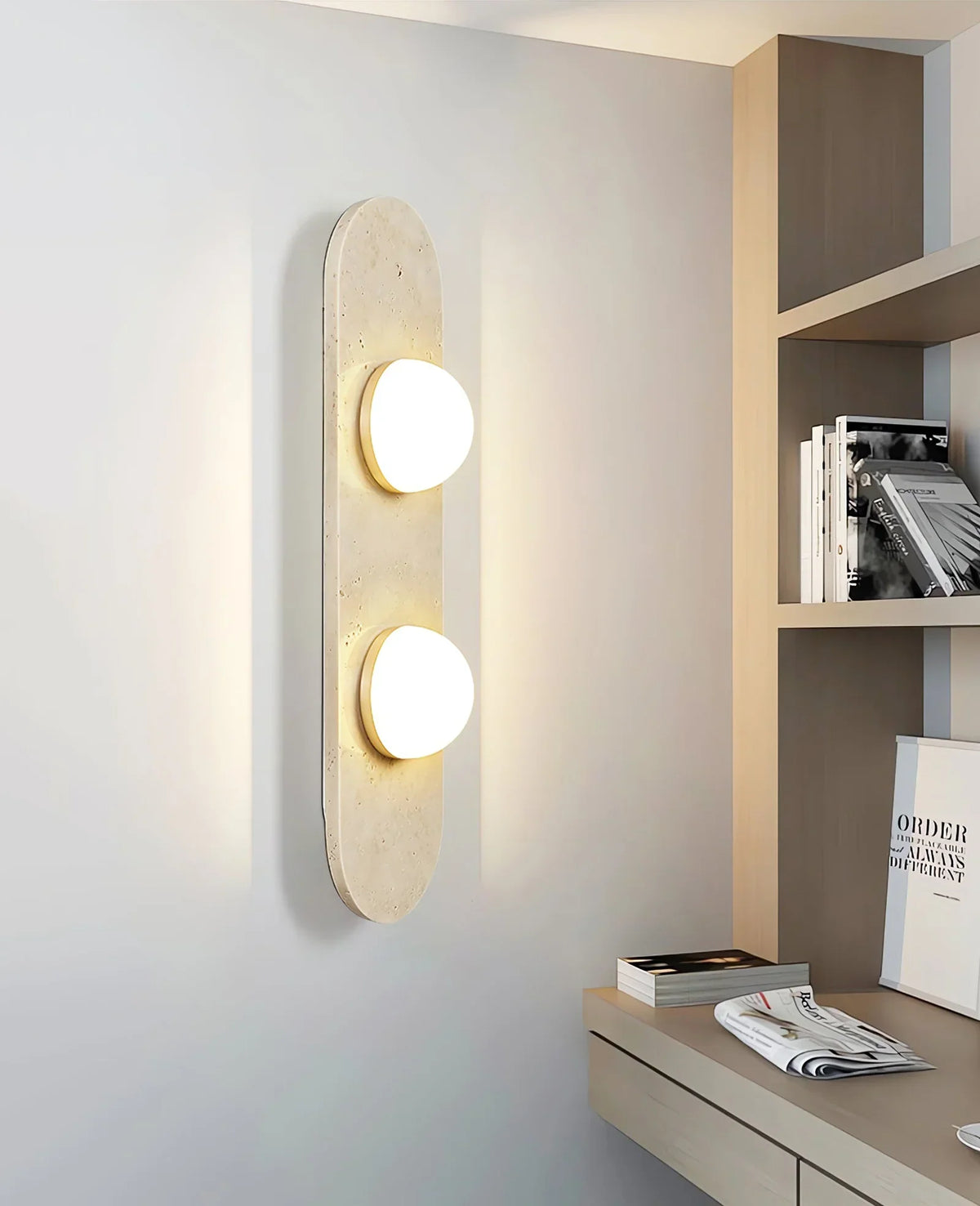 Travertine Oval Glass Wall Sconce – Travertine detail 5