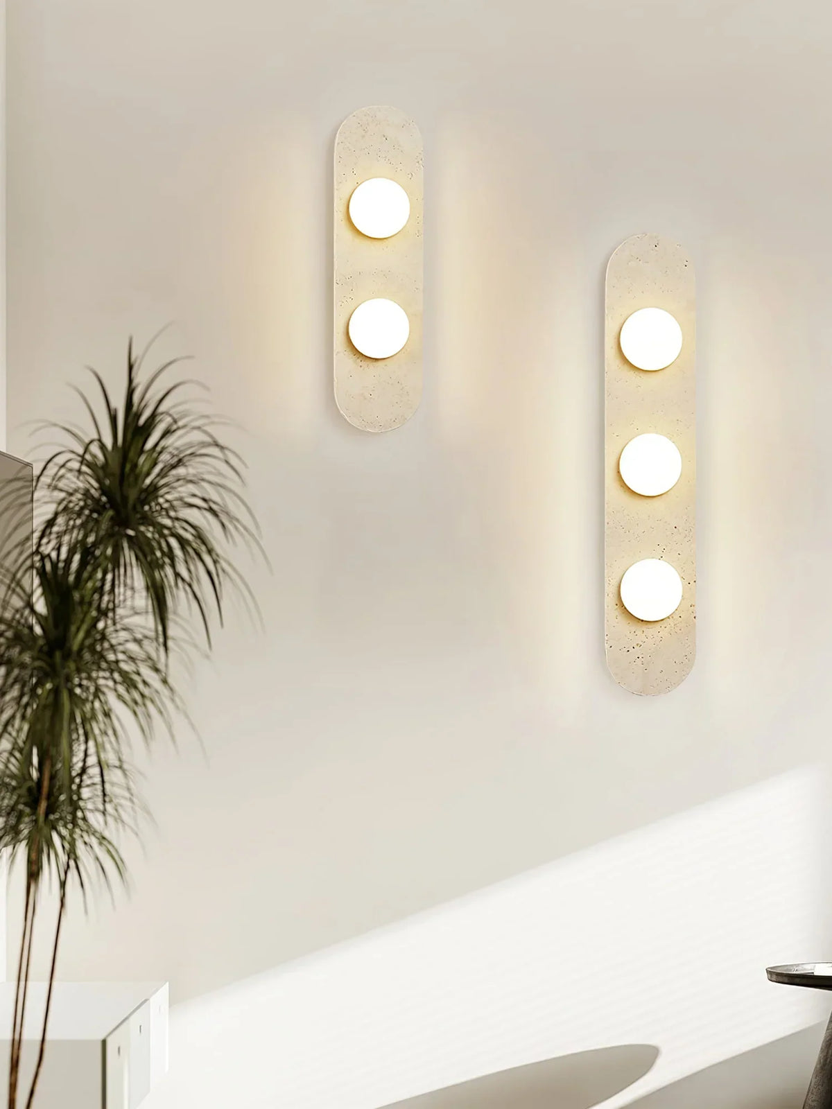 Travertine Oval Glass Wall Sconce – Travertine detail 7