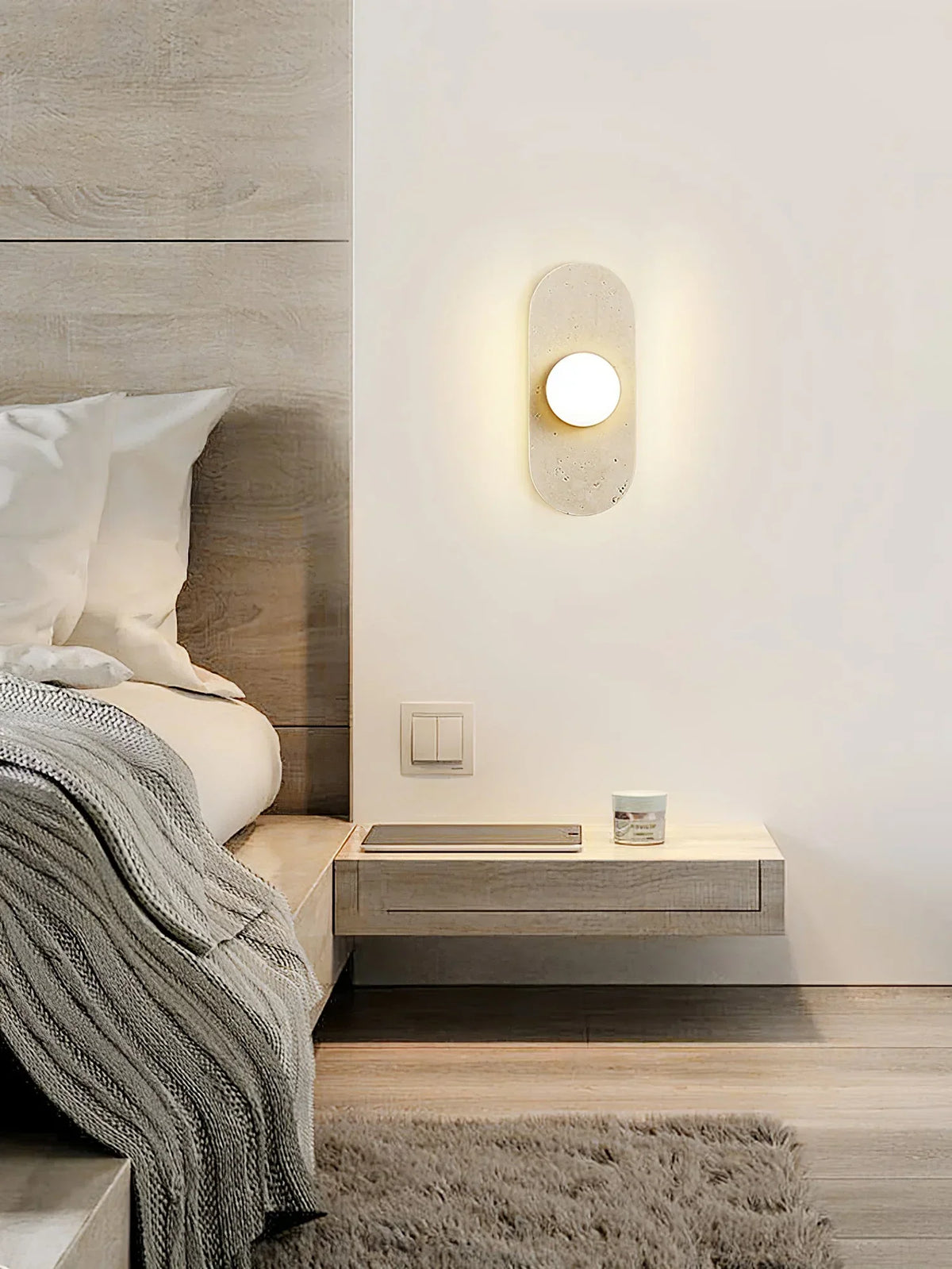 Travertine Oval Glass Wall Sconce – Travertine detail 6