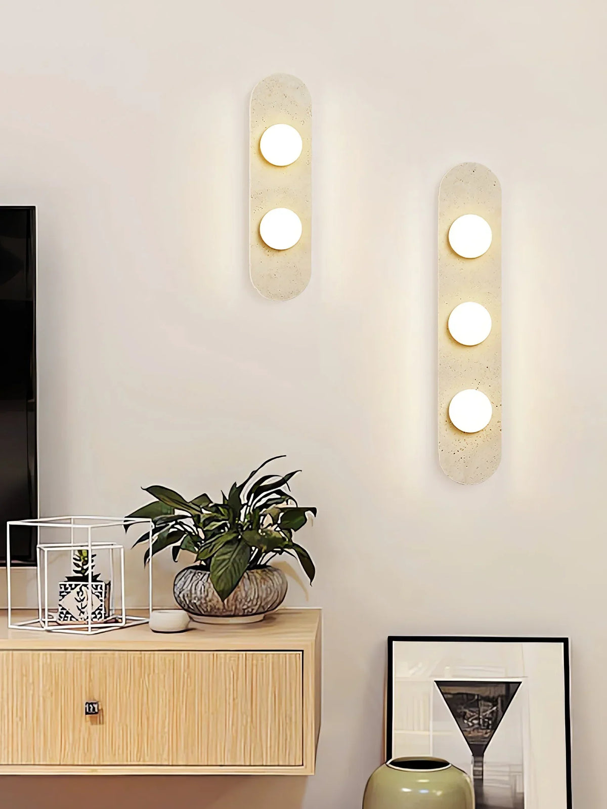 Travertine Oval Glass Wall Sconce – Travertine detail 8
