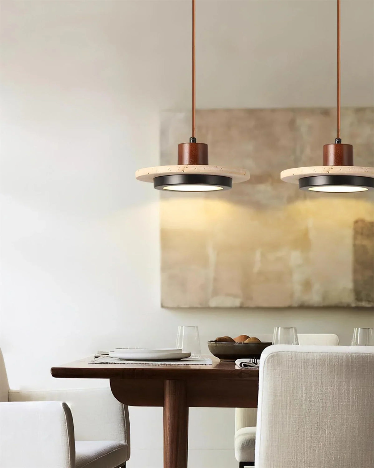 Travertine Retro Disc Pendant Lamp – Travertine detail 3