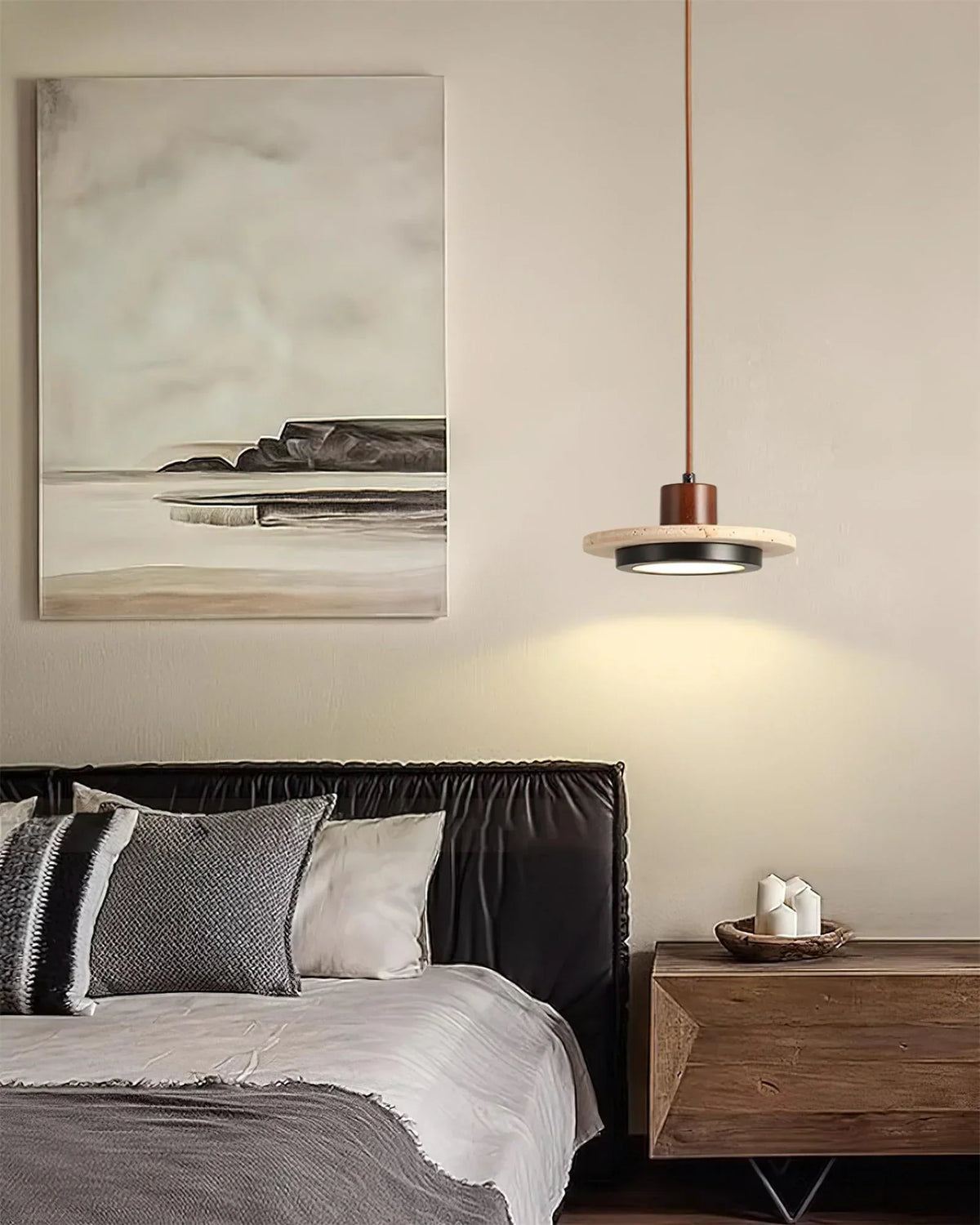 Travertine Retro Disc Pendant Lamp – Travertine detail 8