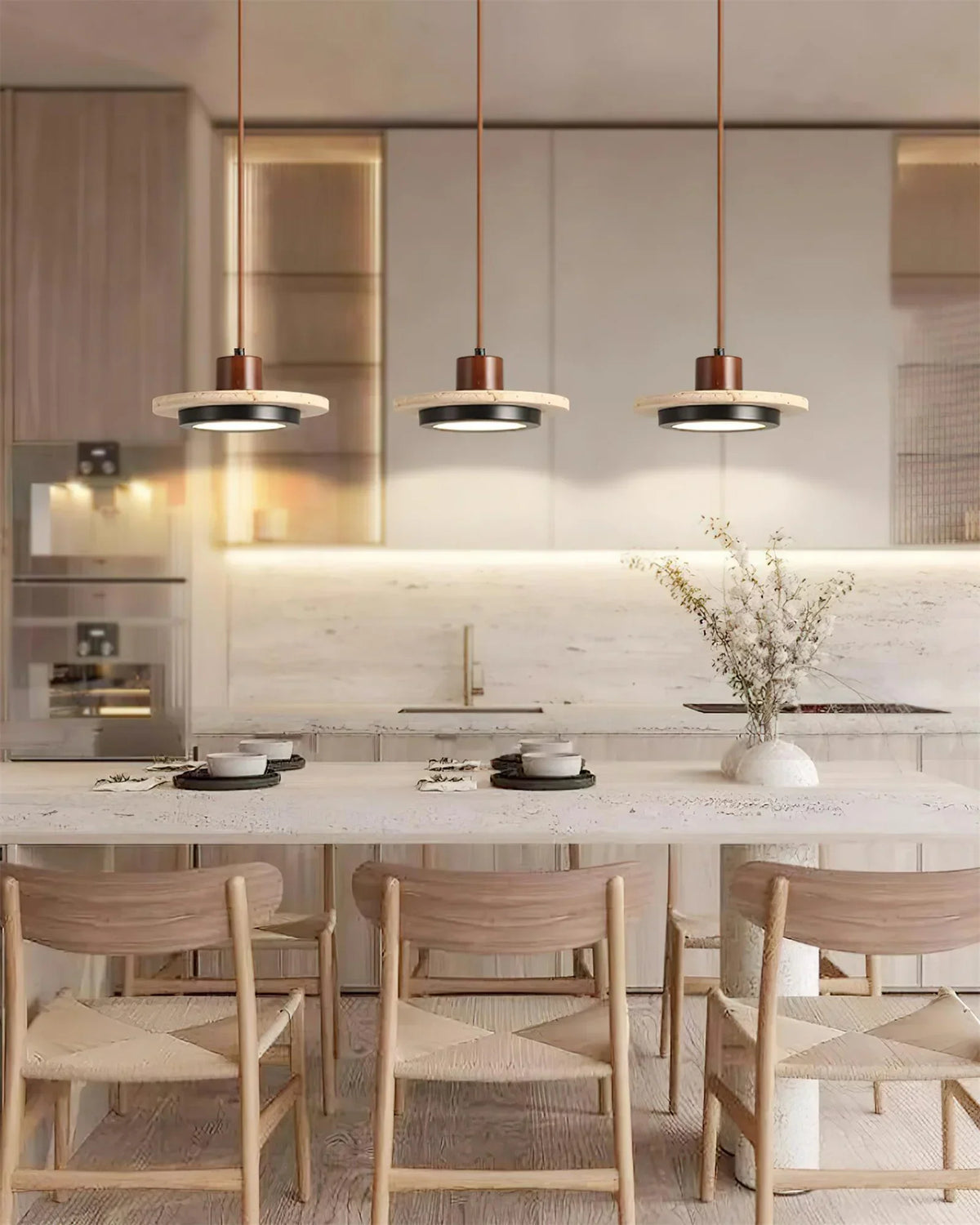 Travertine Retro Disc Pendant Lamp – Travertine detail 4