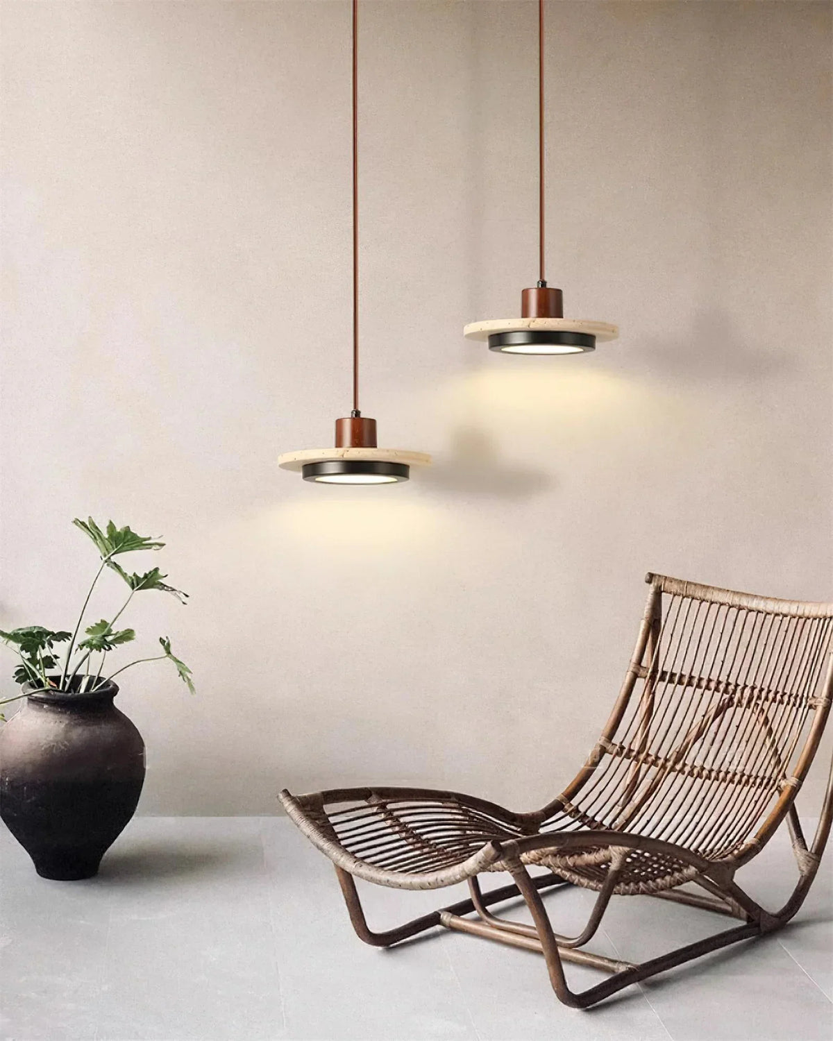Travertine Retro Disc Pendant Lamp – Travertine detail 5