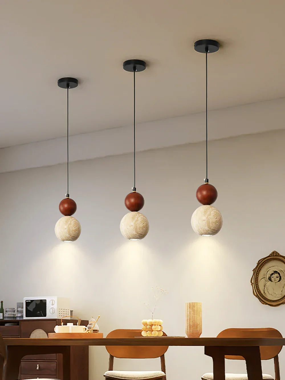 Travertine Round Single Head Pendant Lamp – Travertine detail 4