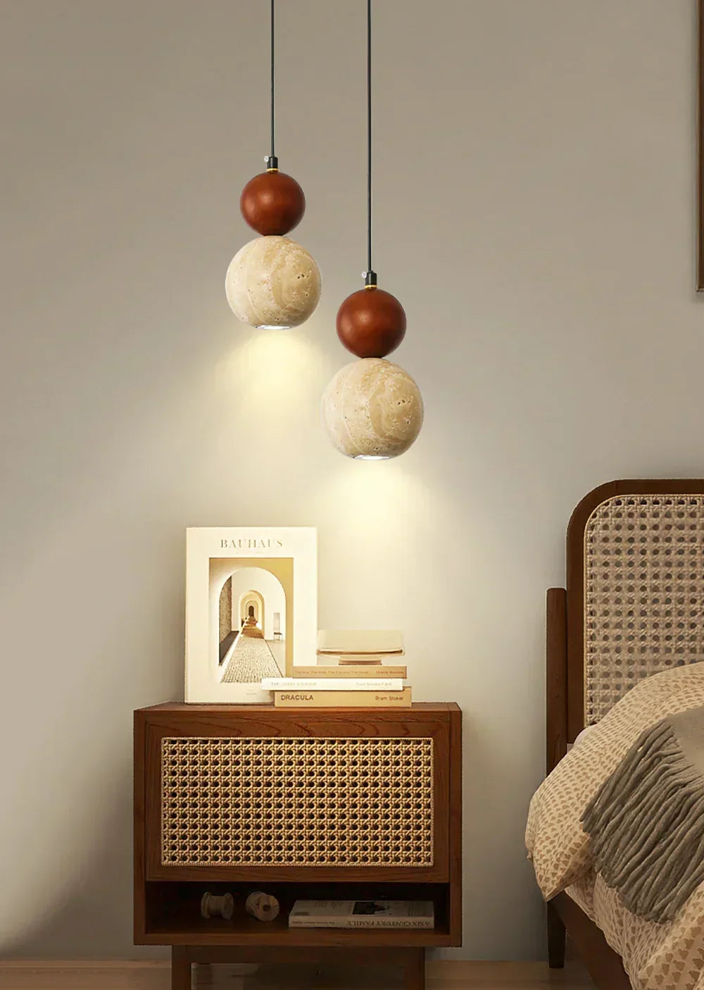 Travertine Round Single Head Pendant Lamp – Travertine detail 3