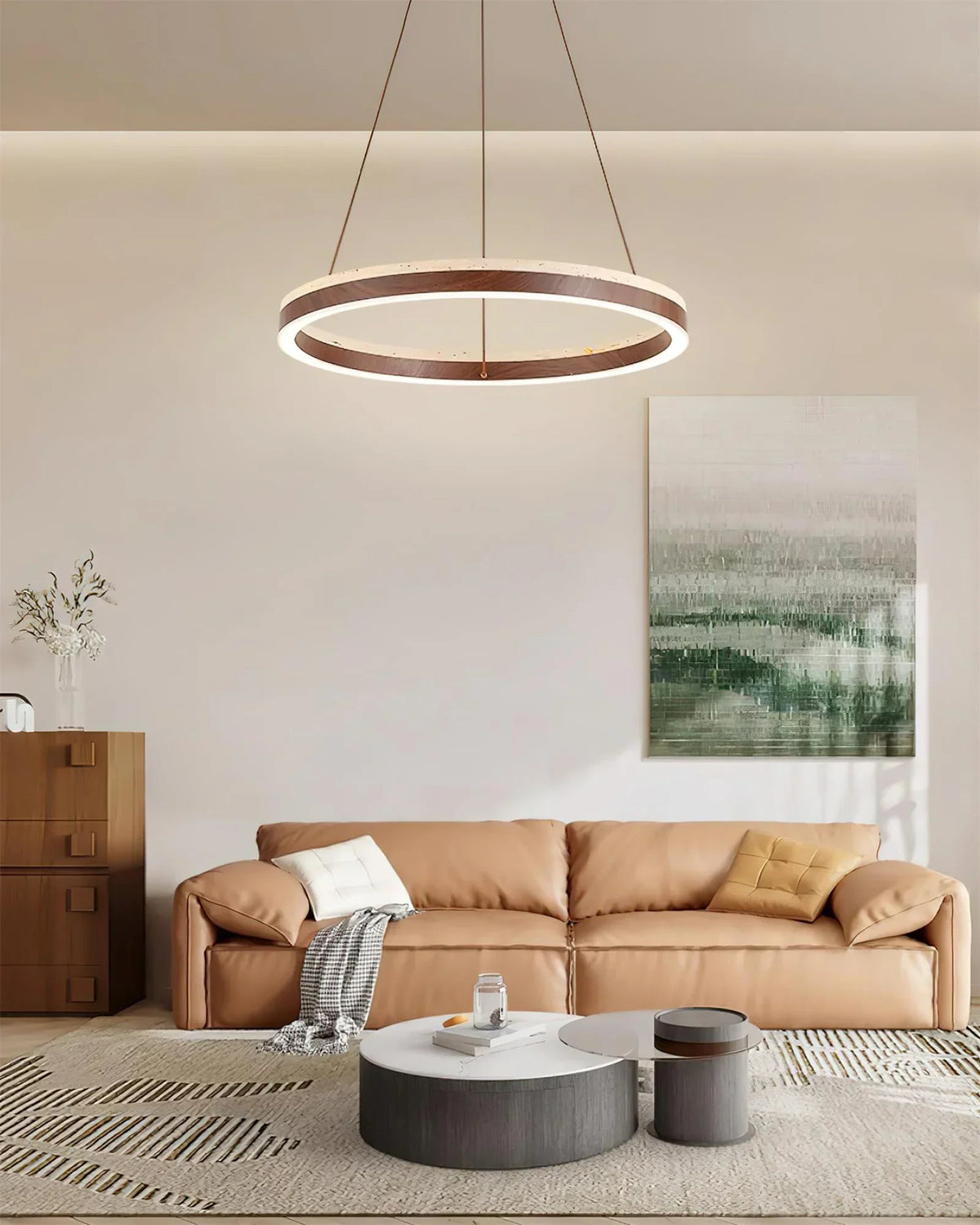 Travertine Solaro Round Chandelier – Travertine detail 5