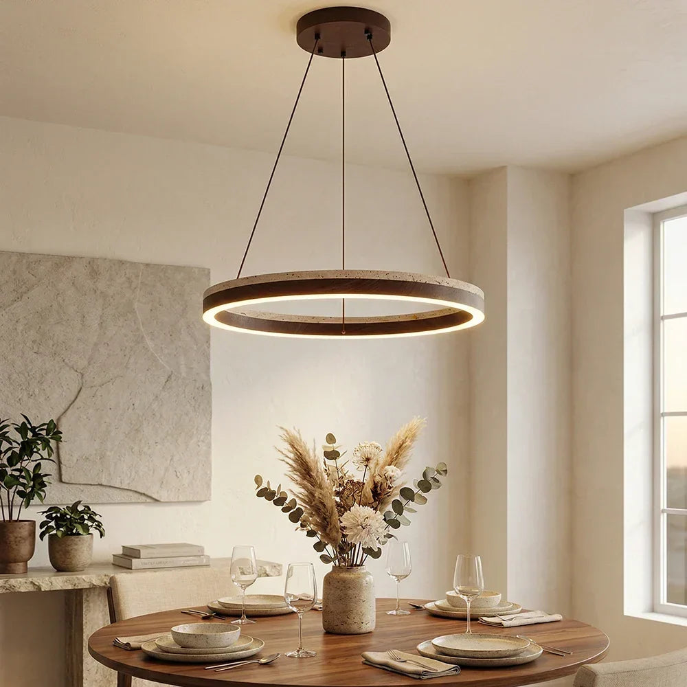 Travertine Solaro Round Chandelier – Travertine detail 2