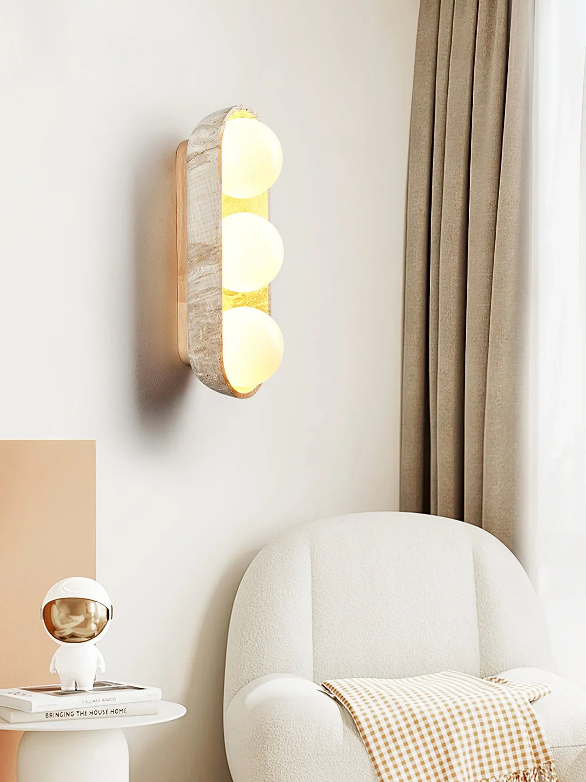 Travertine Solstice Trio Wall Sconce – Travertine detail 8