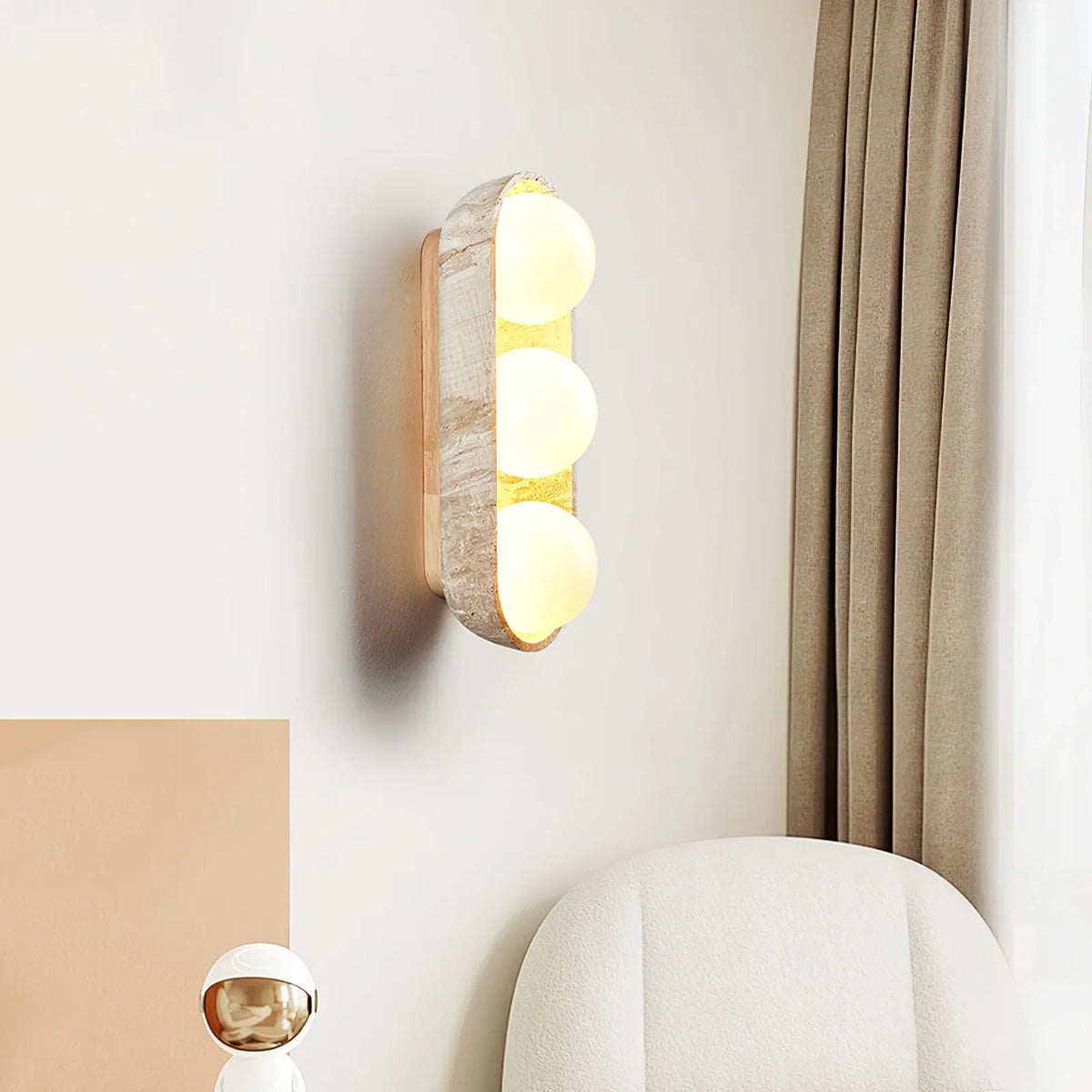 Travertine Solstice Trio Wall Sconce – Travertine detail 2