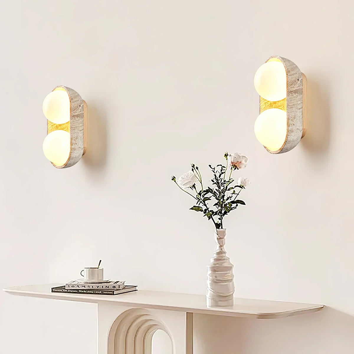 Travertine Solstice Trio Wall Sconce – Travertine detail 4
