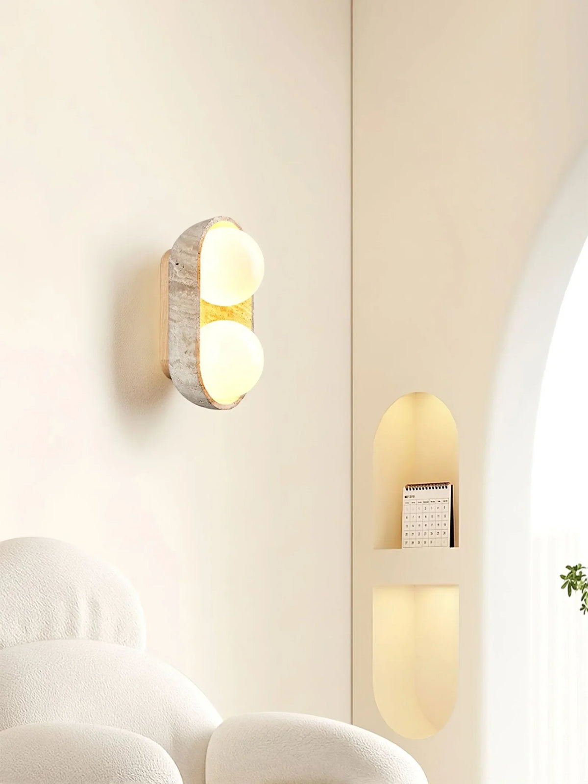 Travertine Solstice Trio Wall Sconce – Travertine detail 7