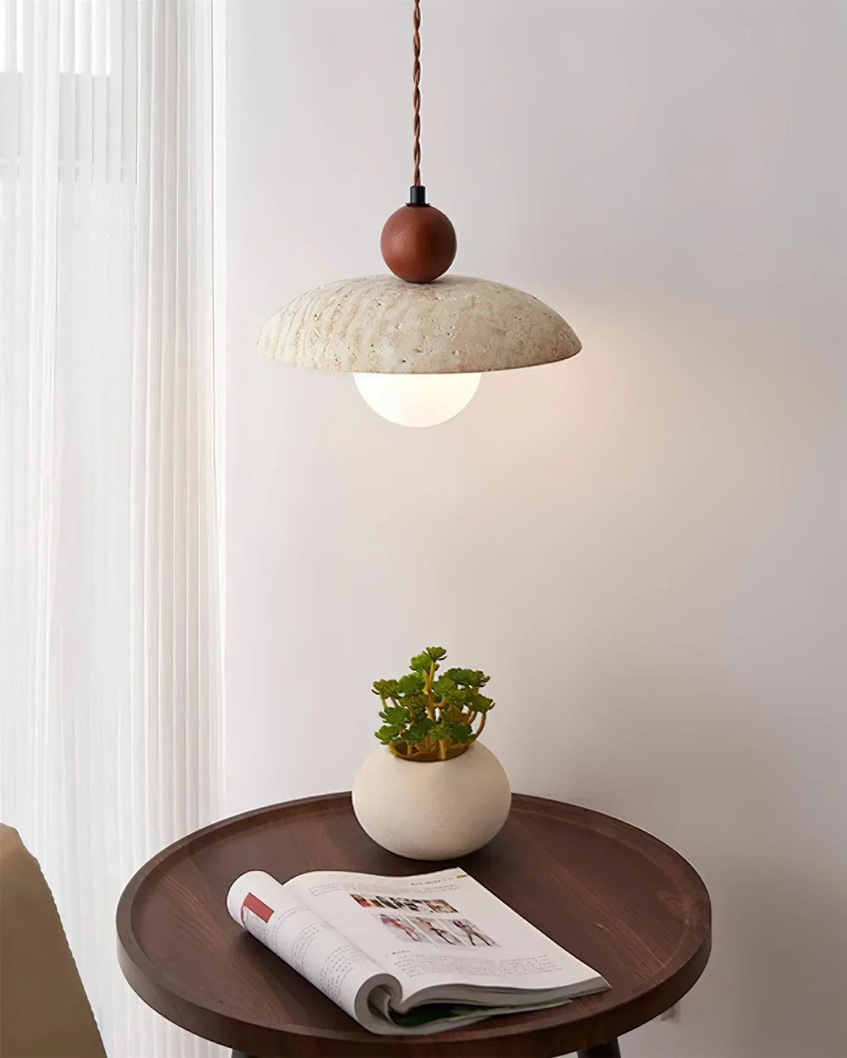 Travertine Soluna Pendant Light – Travertine detail 6