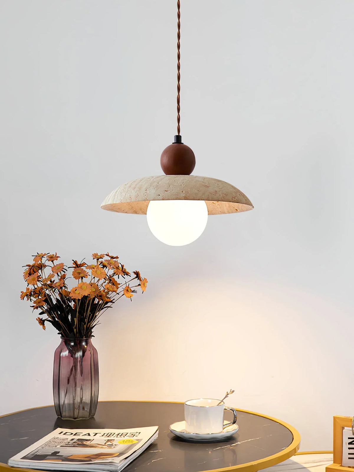 Travertine Soluna Pendant Light – Travertine detail 3