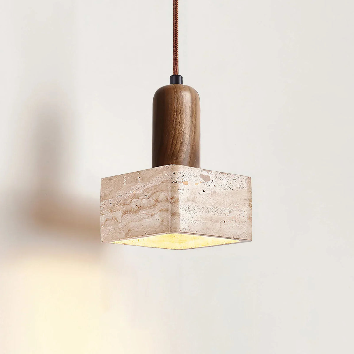 Travertine Talla Wood Pendant Lamp – Travertine detail 10