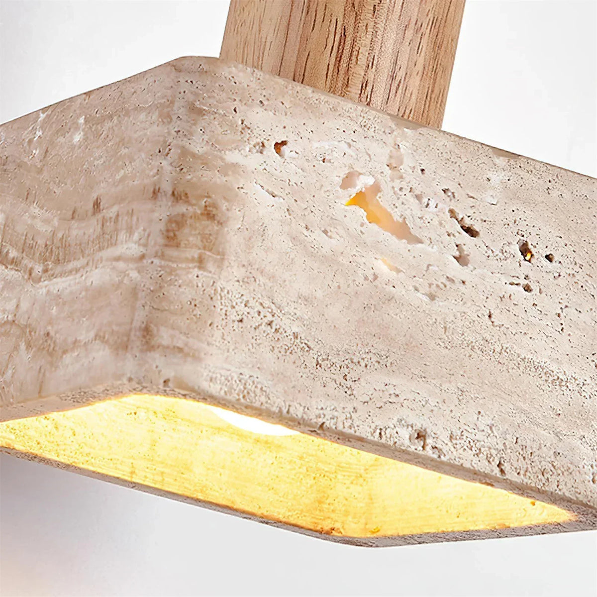 Travertine Talla Wood Pendant Lamp – Travertine detail 9