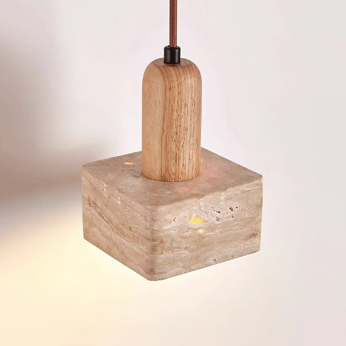 Travertine Talla Wood Pendant Lamp – Travertine detail 13