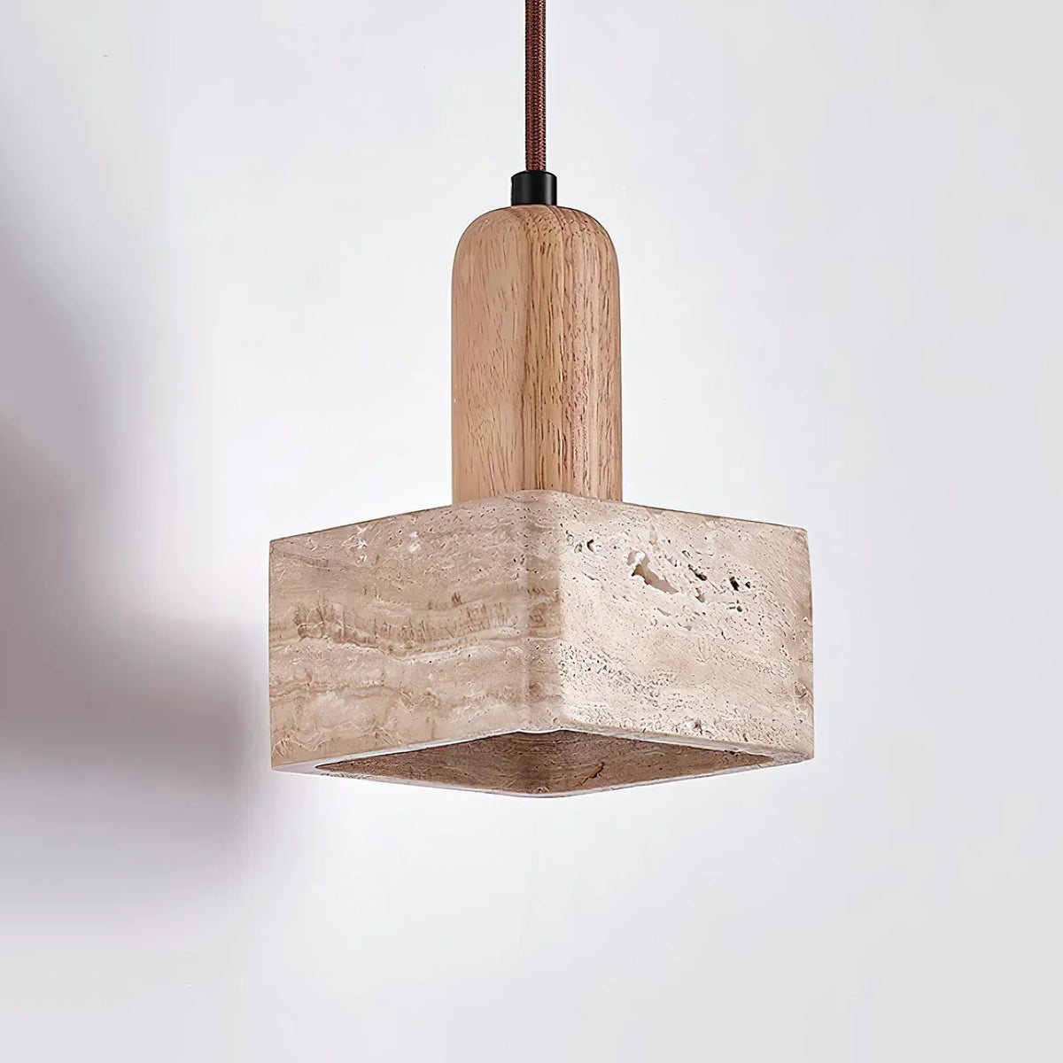 Travertine Talla Wood Pendant Lamp – Travertine detail 12