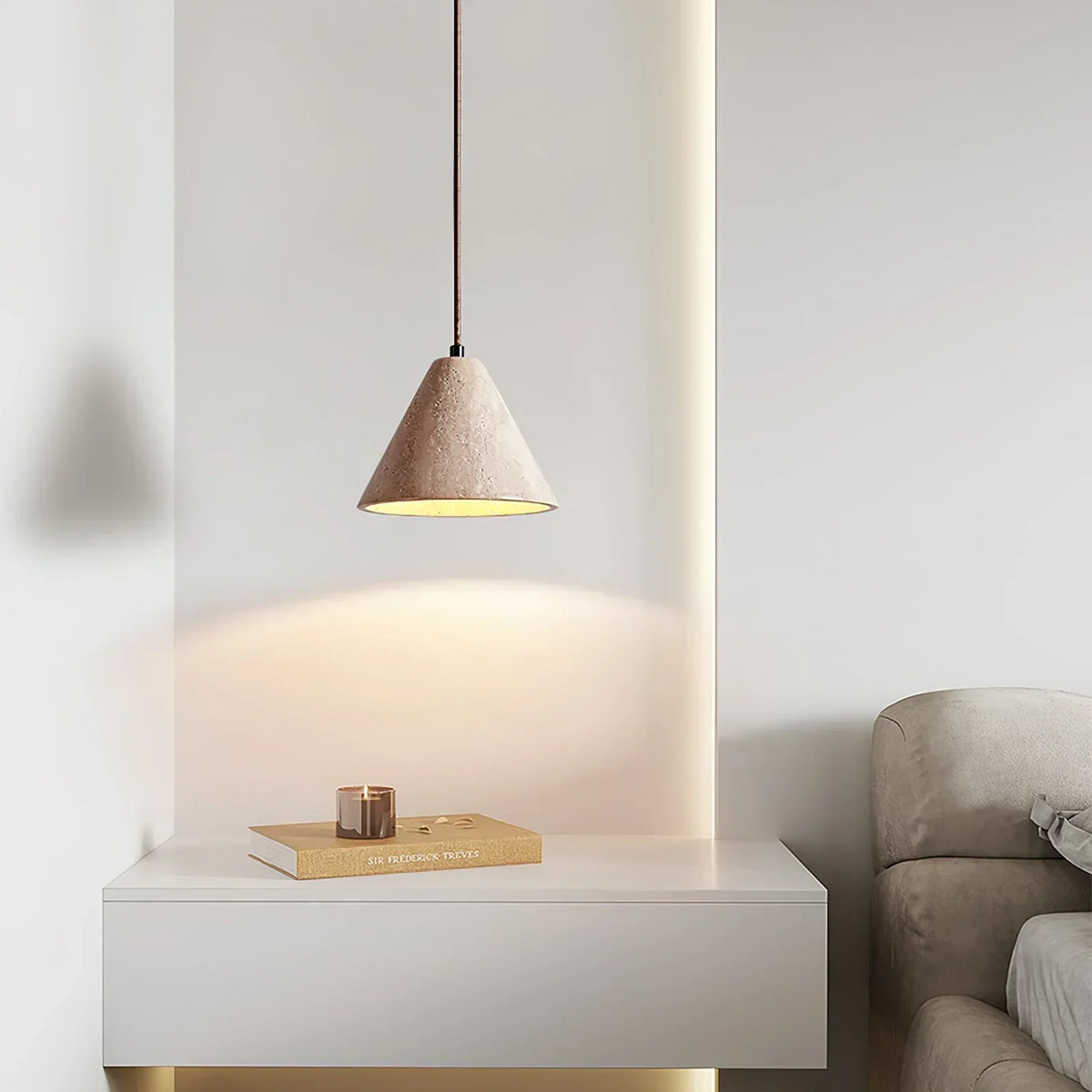 Travertine Terra Halo Pendant Light – Travertine detail 6