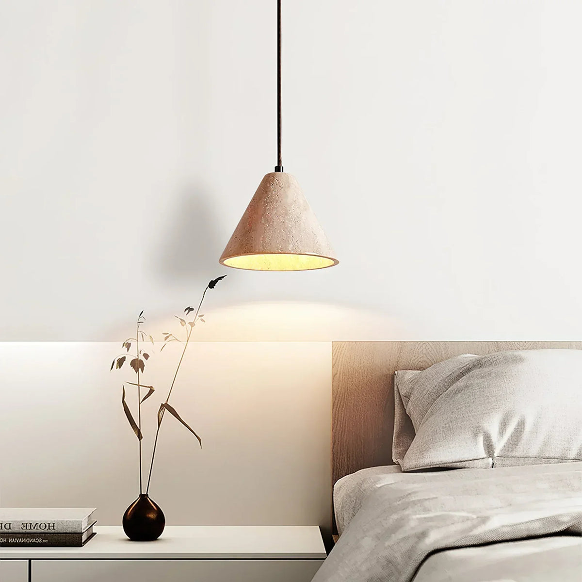 Travertine Terra Halo Pendant Light – Travertine detail 2