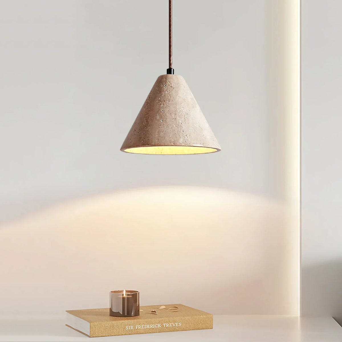 Travertine Terra Halo Pendant Light – Travertine detail 7