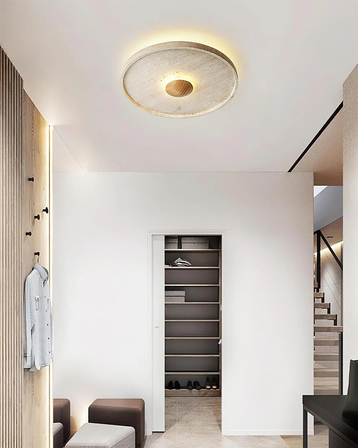 Travertine Tranquil Aura Disc Ceiling Light – Travertine detail 4