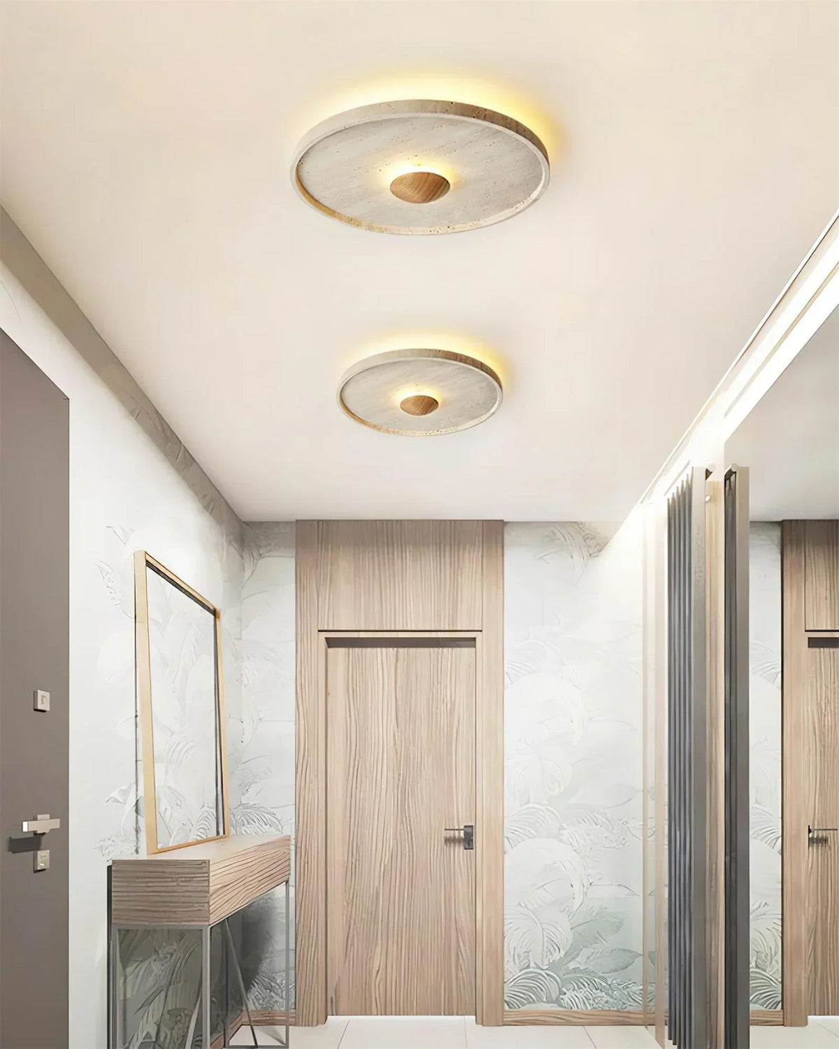 Travertine Tranquil Aura Disc Ceiling Light – Travertine detail 3