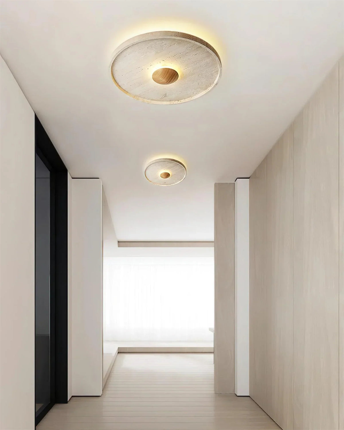 Travertine Tranquil Aura Disc Ceiling Light – Travertine detail 5